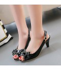 Women's Shoes Patent Leather / Glitter Kitten Heel Peep Toe Sandals 