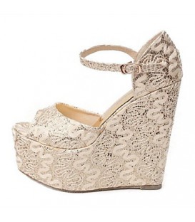 Women's Heels 15CM Heel Height Sexy Round Toe Wedge Heel Pumps 