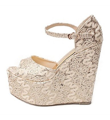 Women's Heels 15CM Heel Height Sexy Round Toe Wedge Heel Pumps 