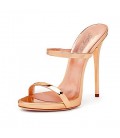 Women's Sandals With Heel 2017 Rose Gold Shiny Patent High Heel Shoes