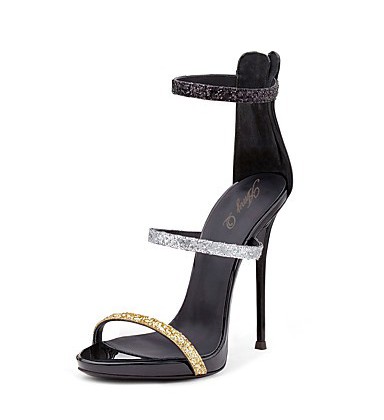 Women's Sandals With Heel 2017 Glitter High Heel Shoes Sxey Colorful Strappy Sandals