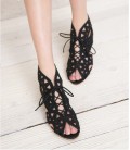Fashion Bohemian Summer Shoes Cut-outs Lace Up Sandals