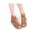 Fashion Bohemian Summer Shoes Cut-outs Lace Up Sandals