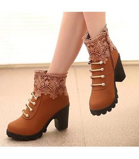 Women's Shoes Real Leather PU Fall Winter Comfort Fashion Boots 