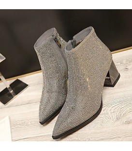 Women's Boots Winter Mary Jane PU Casual Wedge Heel Feather
