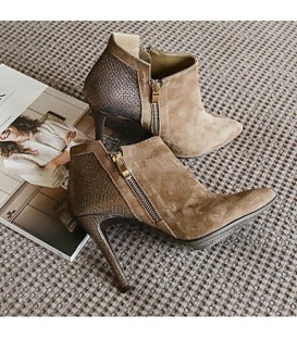 Women's Boots Comfort PU Spring Casual Khaki 2in-2 3/4in