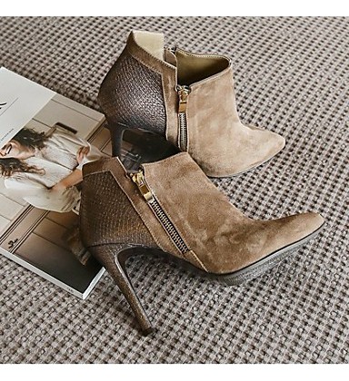 Women's Boots Comfort PU Spring Casual Khaki 2in-2 3/4in