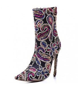 Women's Boots Embroidered Shoes Fabric Fall Winter