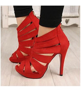 Women's Shoes PU Summer Comfort Boots For Casual Black Red