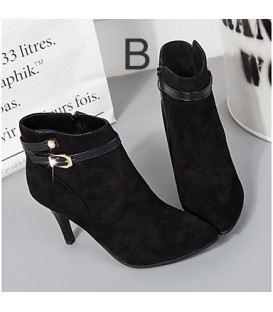 Women's Boots Bootie Fall Winter PU Casual Dress Zipper Stiletto Heel 