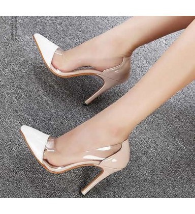 Fashion High Heels See-Through Pointed Toe Women Shoes Pumps