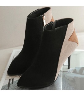 Women's Boots Comfort PU Casual Zipper Kitten Heel Ruby 