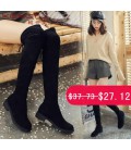 Winter new stretch knee long boots women flat stretch cloth boots