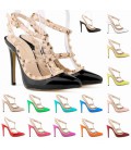 Women fashion hollow rivets stitching fine high-heeled shoes
