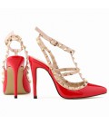 Women fashion hollow rivets stitching fine high-heeled shoes