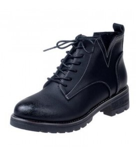 2017 new English wind low heel short boots and velvet warm cotton boots