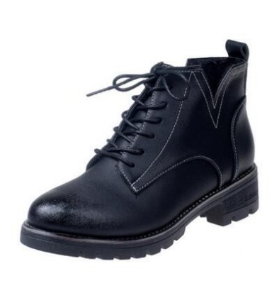 2017 new English wind low heel short boots and velvet warm cotton boots