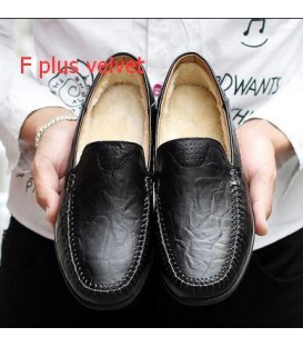 NIAN JEEP winter bean soft shoes men's business casual plus velvet shoes