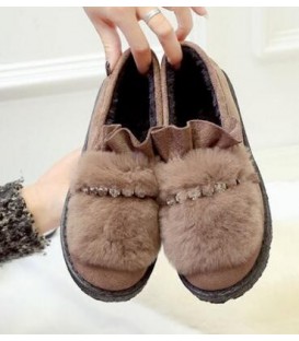 Korean female rabbit diamond all-match Doug winter shoes