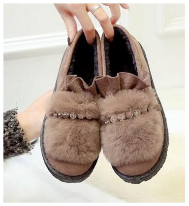 Korean female rabbit diamond all-match Doug winter shoes