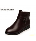Winter leather short boots flat bottom warm cotton boots