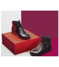 Winter leather short boots flat bottom warm cotton boots