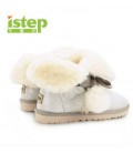 Ugg boots female fur white leather shoes short winter boots