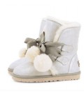 Ugg boots female fur white leather shoes short winter boots