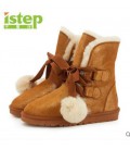 Ugg boots female fur white leather shoes short winter boots