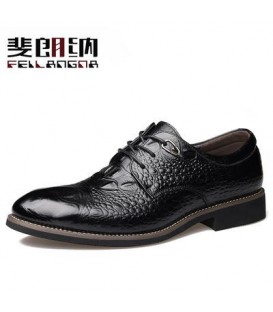 Federer new men's crocodile pattern lace business shoes men's shoes