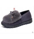 Autumn and winter with warm and thick hair Maomao shoes flat cotton scoop