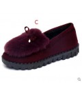 Autumn and winter with warm and thick hair Maomao shoes flat cotton scoop