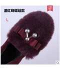 Autumn and winter with warm and thick hair Maomao shoes flat cotton scoop