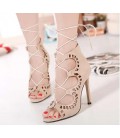 High Heeled Thin Heels Open Toe Lace up Heels Sandals