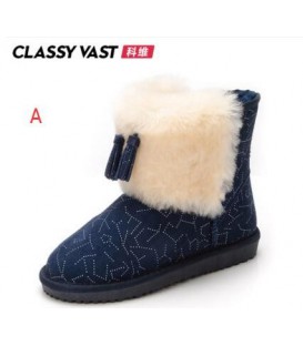 Winter thickened cowhide antiskid parent-child snow boots