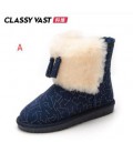 Winter thickened cowhide antiskid parent-child snow boots