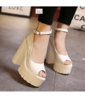 Sexy ruslana korshunova thick heels platform pumps