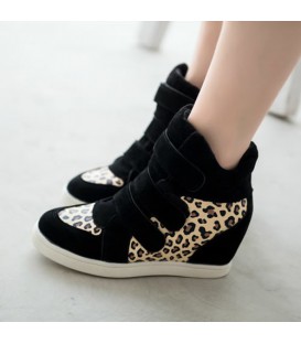 Women Winter Shoes Leopard Suede Ankle Boots