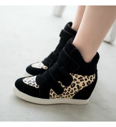 Women Winter Shoes Leopard Suede Ankle Boots