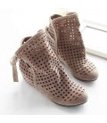 Women Summer Boots Flock Flat shoes Low Hidden Wedges