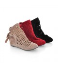 Women Summer Boots Flock Flat shoes Low Hidden Wedges