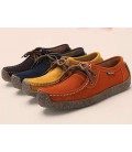 Women genuine leather Hand-sewn suede leather flats boat shoes