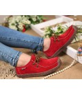 Women genuine leather Hand-sewn suede leather flats boat shoes