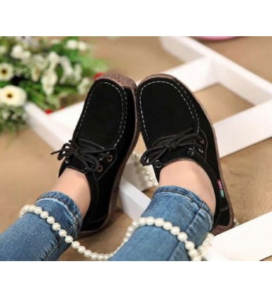 Women genuine leather Hand-sewn suede leather flats boat shoes Women genuine leather Hand-sewn suede leather flats boat shoes