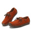 Women genuine leather Hand-sewn suede leather flats boat shoes