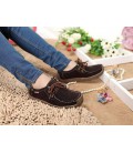 Women genuine leather Hand-sewn suede leather flats boat shoes