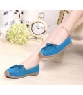 Women Summer hollow Hand-sewn suede leather flats boat shoes