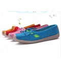 Women Summer hollow Hand-sewn suede leather flats boat shoes