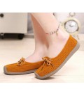 Women Summer hollow Hand-sewn suede leather flats boat shoes