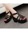 Summer Platform Chunky Pure Buckle Leather High Sandals